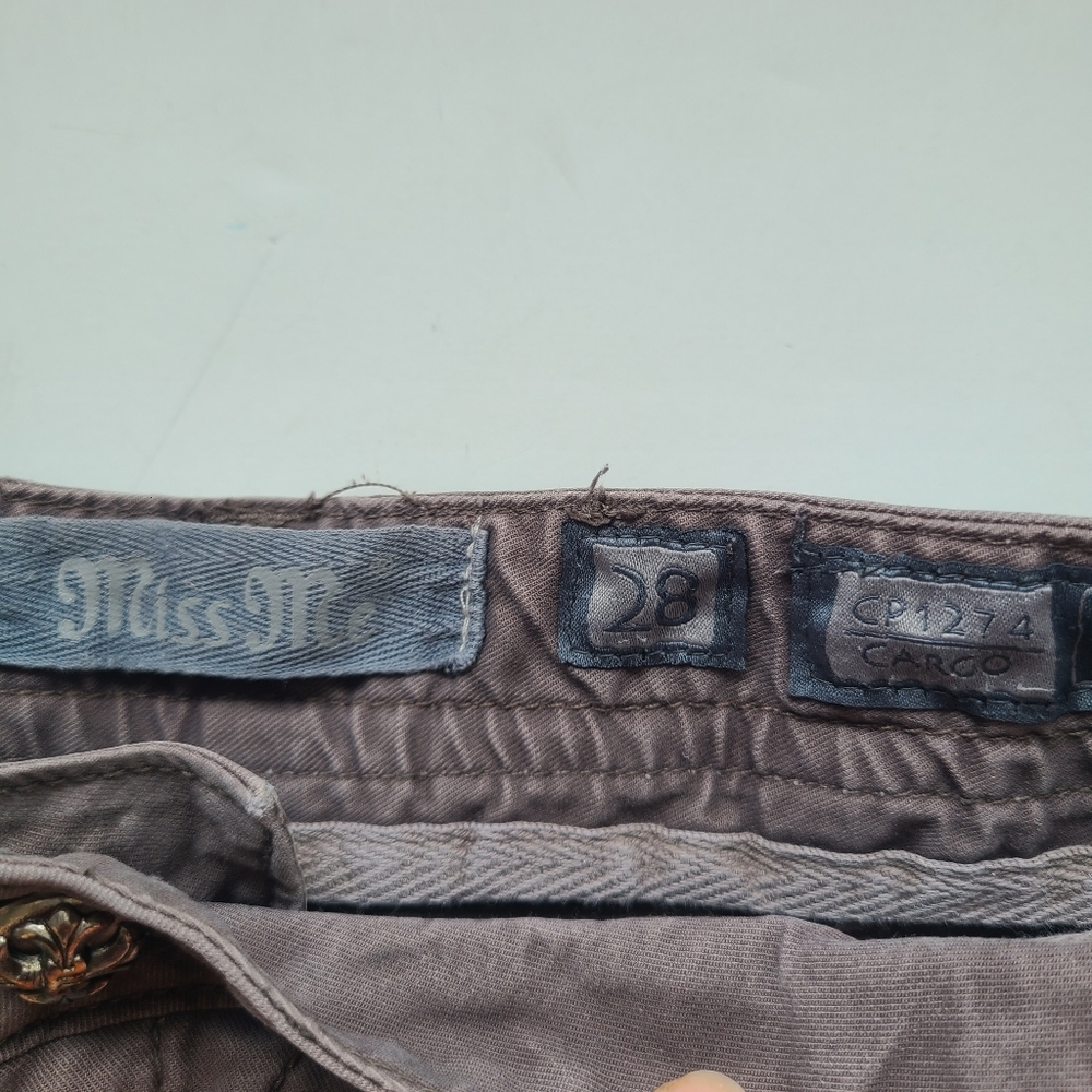 Miss Me Mauve Purple Cargo Denim Shorts Embroidered Wings Back Pockets - 28 - Picture 10 of 14